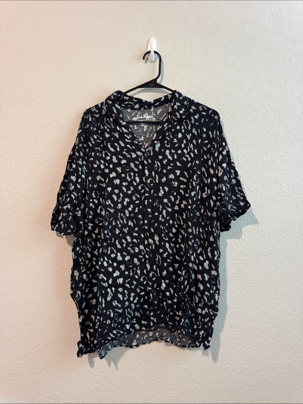 Jack & Jones Black Button-Front Print Top
